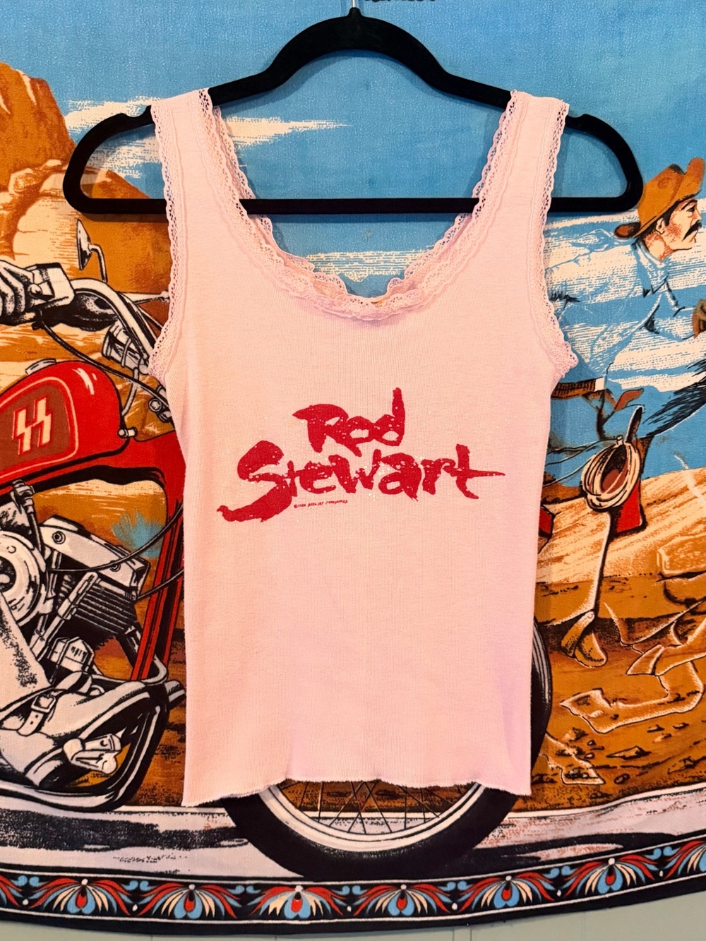 🩷 Vintage (1985) Rod Stewart Lace-Trim Tank 🩷